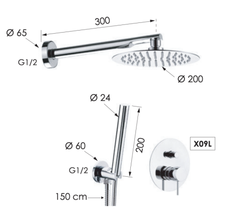 Фото душевая система remer x style x09s02, хром