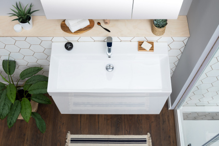 Фото тумба подвесная с раковиной aquanet йорк 100 белый