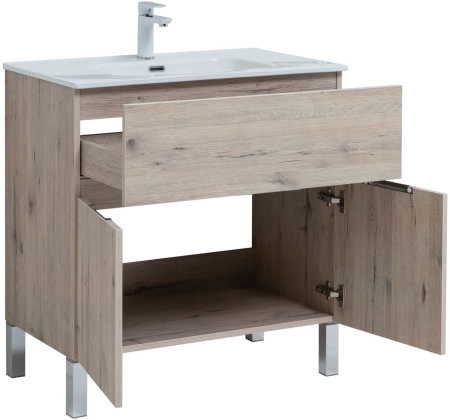 Фото комплект мебели aquanet алвита new 80 1 ящик, 2 дверцы, дуб веллингтон белый