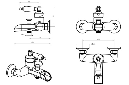 Фото смеситель для ванны boheme vogue 203, бронза