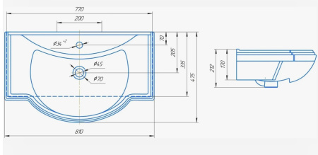 Фото раковина керамическая для мебели opadiris классик 80 см, белая