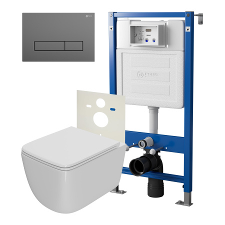 Фото сет: инсталляция point элемент pn45120 + клавиша меркурий графит pn44831gm + унитаз меркурий pn41831