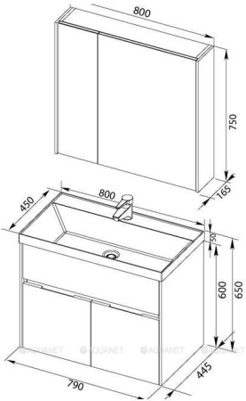 Фото комплект мебели aquanet латина 80 белый