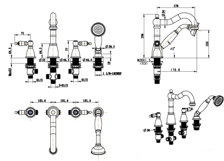 Фото смеситель на борт ванны boheme tradizionale cromo 396, хром