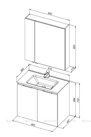 Фото комплект мебели aquanet алвита new 80 2 дверцы, антрацит