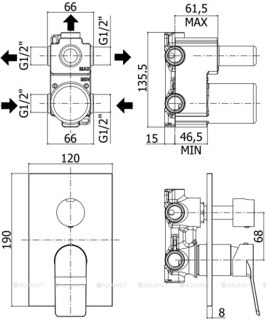 Фото встраиваемый смеситель для ванны и душа paffoni tilt ti019bo/m, белый матовый