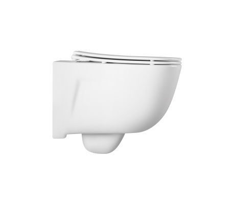 Фото унитаз подвесной безободковый aquatek дива aq2012-00 510*350*360 мм, горизонтальный выпуск, тонкое сиденье с механизмом плавного закрывания, крепеж