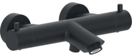 Фото смеситель для ванны и душа paffoni light liq022no термостат, черный матовый