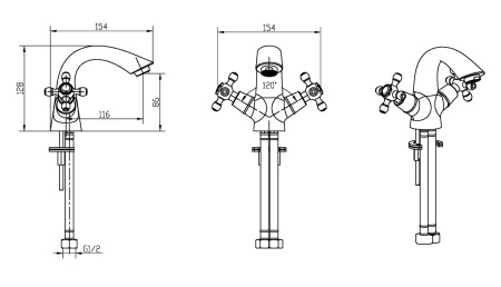 Фото смеситель для раковины boheme crystal 291-crst, золото