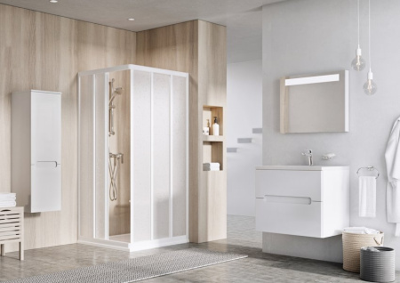 Фото душевой угол ravak asrv3-80 s 15v40u0211, профиль сатин/стекло матовое