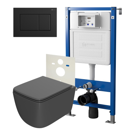 Фото сет: инсталляция point элемент pn45120+клавиша чер матpn44081bm+унитаз меркурий графит pn41831gm