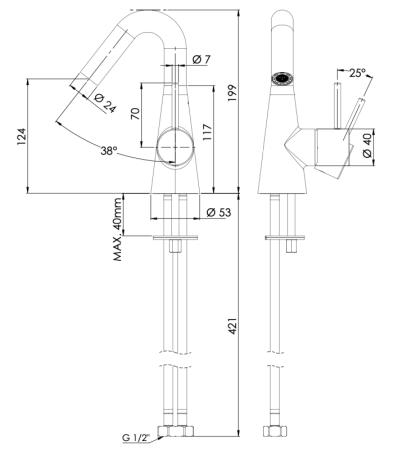 Фото смеситель для раковины daniel swing sg606ncr, хром