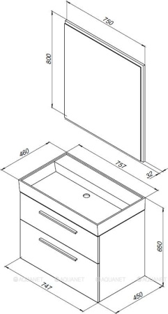 Фото комплект мебели aquanet nova 75 дуб рошелье (2 ящика)