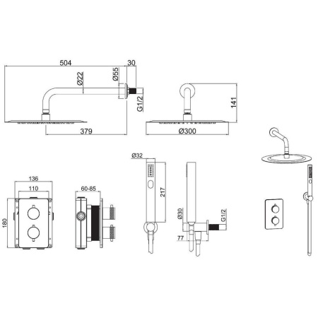 Фото встраиваемый комплект для душа allen brau priority 5.31013-31, черный матовый