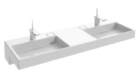 Фото раковина керамическая двойная jacob delafon terrace 9exa112z-0 150*49 см, белая