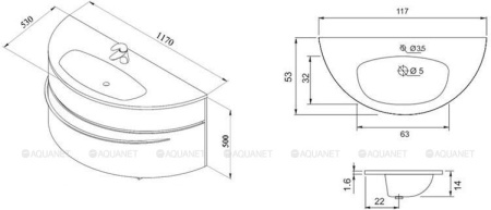Фото тумба подвесная de aqua эскалада 117 белый