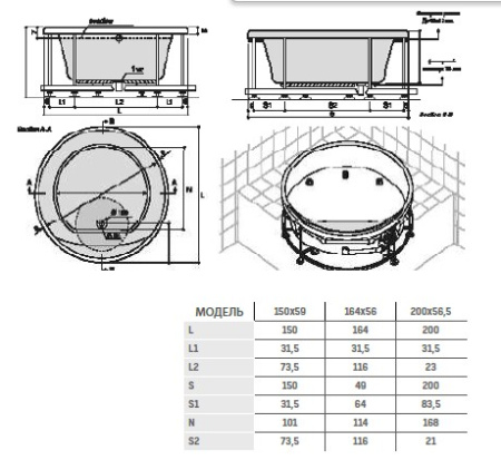 Фото ванна creavit sarez kv.sa00.0002 164 см, ножки