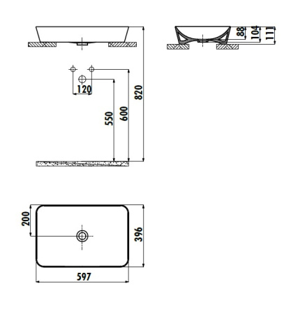 Фото раковина накладная creavit ultra 60*40 см ul060-00cm00e-0000, капучино