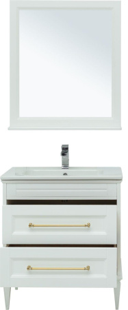 Фото комплект мебели aquanet бостон м 80 белый (ручки золото, раковина эйфория)