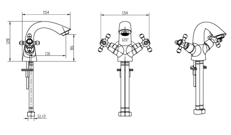 Фото смеситель для раковины boheme crystal 311-crst, бронза