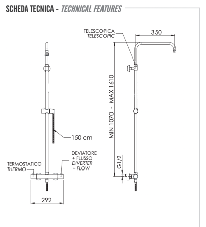 Фото душевая система термостатическая remer elegance eq32assddo, золото глянцевое