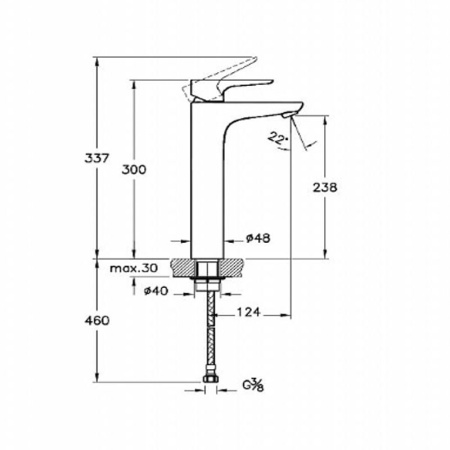 Фото смеситель для раковины высокий vitra x-line a42322exp, хром