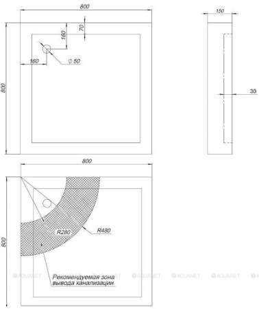 Фото поддон акриловый aquanet hx108 80*80 см, белый