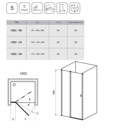Фото дверь в нишу ravak chrome csd2-120 0qvgc100z1 120*195 см, профиль белый/стекло прозрачное