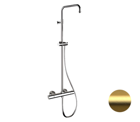 Фото душевая система термостатическая remer elegance eq32assdbg, золото брашированное