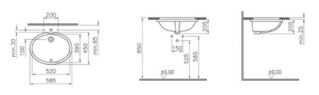 Фото раковина встраиваемая снизу vitra arkitekt 6069b003-0012 58,5 см, белая