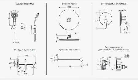 Фото душевая система vitra solid s a49287exp 3х позиционная, хром
