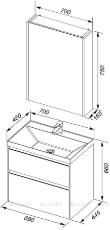 Фото комплект мебели aquanet гласс 70 белый