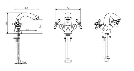 Фото смеситель для раковины boheme camelia 311-camelia, бронза