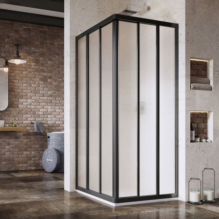 Фото душевой угол ravak supernova asrv3-90 15v703r2zg 90*90*198 см, профиль черный/стекло матовое