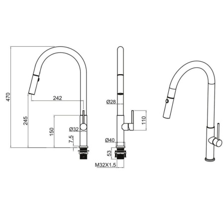 Фото смеситель для кухни allen brau sprungfeder 5.60002-ss с выдвижной лейкой, сталь браш