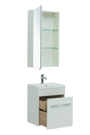 Фото комплект мебели aquanet августа 50 белый (ручка хром)