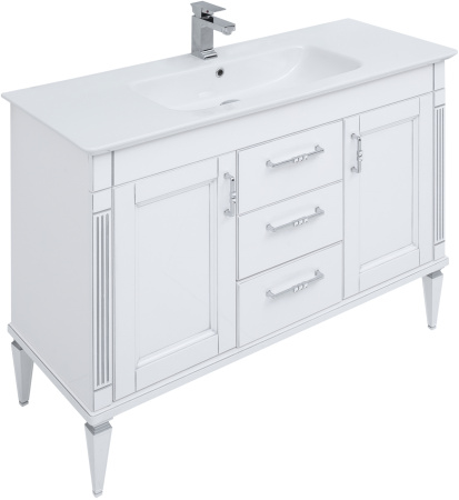 Фото комплект мебели для ванной aquanet селена 120 белый/серебро