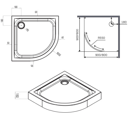 Фото душевой поддон am.pm x-joy 90*90 см, белый