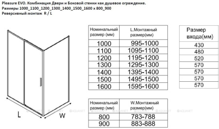 Фото душевой угол aquanet pleasure evo ae65-160x90-ct 160*90*190 см, профиль хром, прозрачное стекло