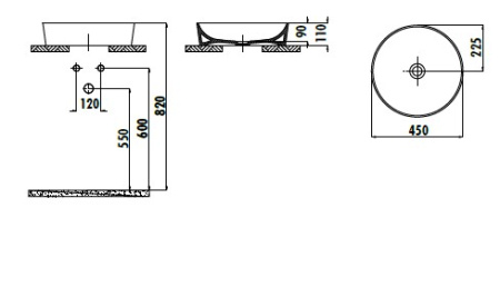 Фото раковина накладная creavit ultra 45 см ul145-00cb00e-0000, белая