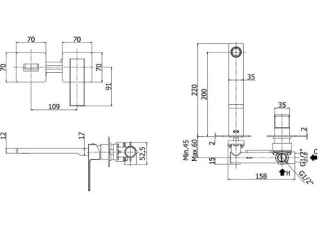 Фото смеситель для раковины paffoni elle el105cr70 встраиваемый в стену, хром