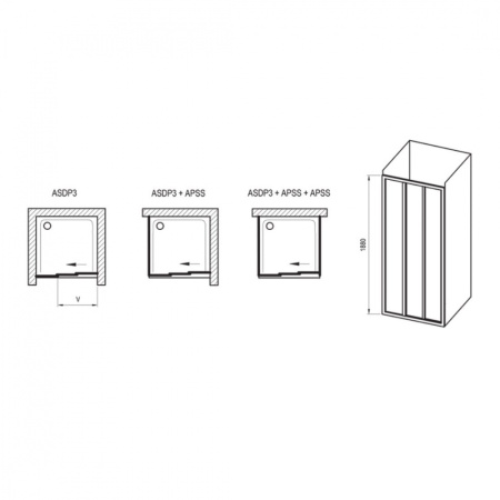 Фото дверь в нишу ravak asdp3-120 s 00vg0u0211, профиль сатин/матовый полистирол