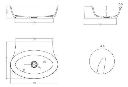 Фото раковина salini s-sense alda wall 01 140311grf, глянец покраска по ral полностью
