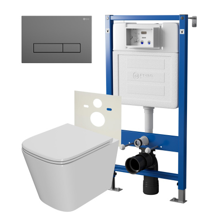 Фото сет: инсталляция point элемент pn45120 + клавиша меркурий графит. pn44831gm + унитаз ника pn41081