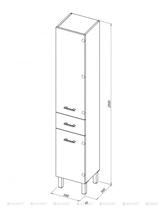 Фото пенал напольный aquanet верона 35 белый