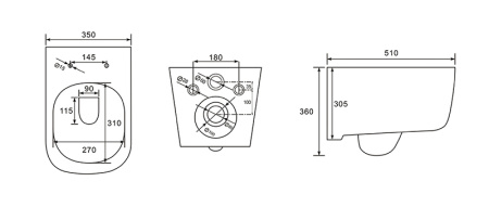 Фото унитаз подвесной безободковый aquatek лугано aq2002-00 510*350*360 мм, горизонтальный выпуск, тонкое сиденье с механизмом плавного закрывания, крепеж