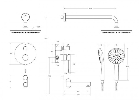 Фото душевая система с изливом cezares relax-vdset-01, хром