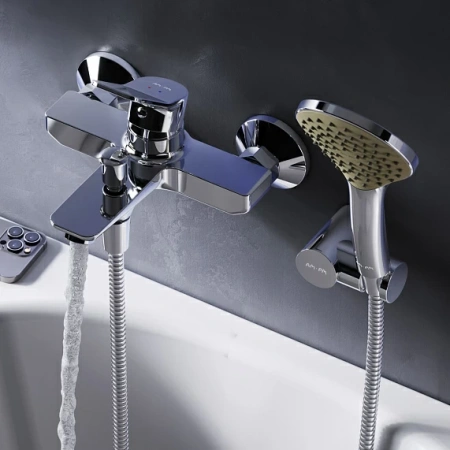 Фото смеситель для ванны и душа am.pm x-joy с гарнитуром, хром