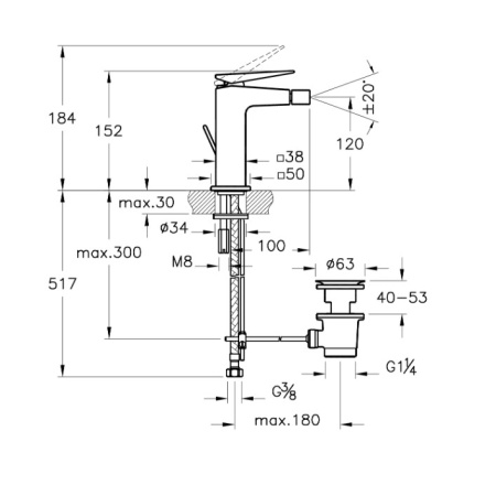 Фото смеситель для биде vitra brava д/к a42612exp, хром