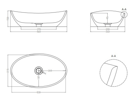 Фото раковина salini s-sense noemi 1101103grf, глянец покраска по ral полностью